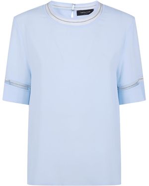 Fabiana Filippi Short Sleeved Embellished Detail T-Shirt - Blue