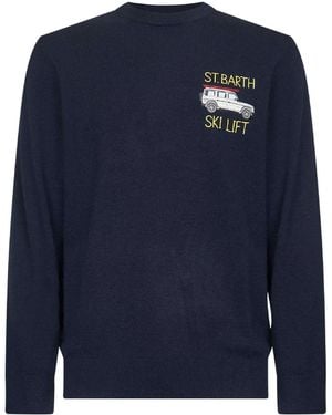 MC2 Saint Barth Ski Lift Embroidered Jumper - Blue
