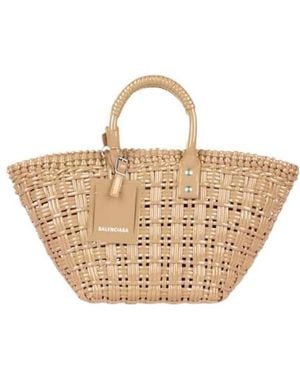 Balenciaga Borsa Bistro Xs Basket Con Tracolla Da Donna - Natural
