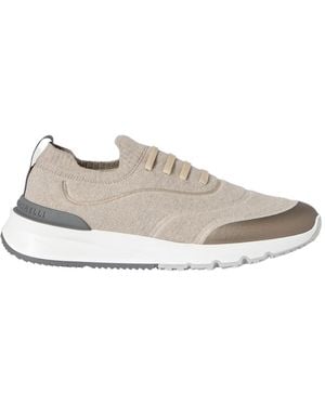 Brunello Cucinelli Knit Lace-Up Trainers - Grey