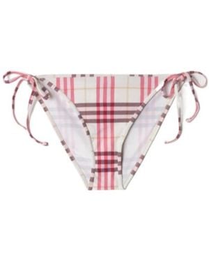 Burberry Checked Side-Tied Bikini Bottoms - Pink