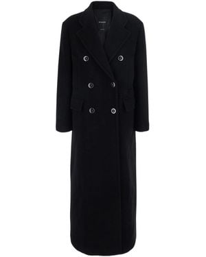 Pinko Long Double-Breasted Coat - Black
