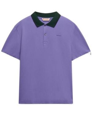Marni Contrast-Trim Polo Shirt - Purple