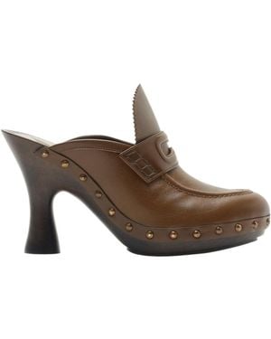 Burberry Potter Stud Embellished Slip-On Mules - Brown