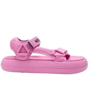 Moon Boot Logo-Strap Platform Sandals - Pink