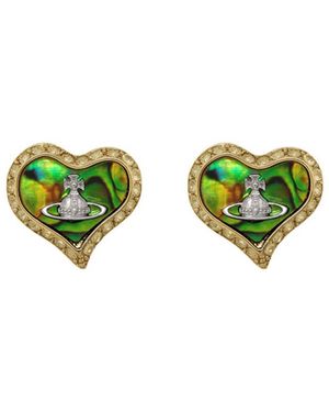 Vivienne Westwood Heart-Shaped Stud Earrings - Green