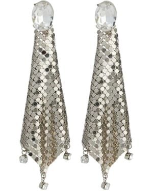Rabanne Crystal-Embellished Chainmail Drop Earrings - White