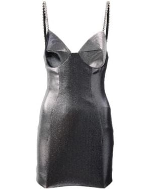 Area Embellished Coated Minidress - Black