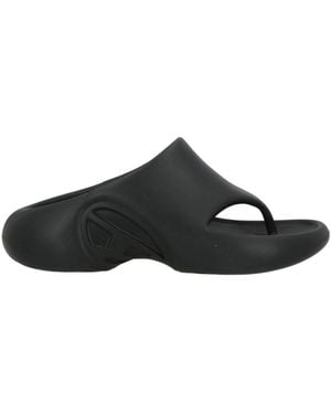 DIESEL Simple-Colored Rubber Slippers - Black