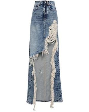 Vetements Distressed Denim Maxi Skirt - Blue