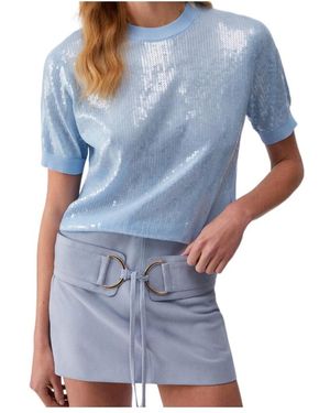 Liu Jo Sequin-Embelished Round-Neck Blouse - Blue