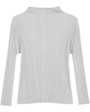 Pleats Please Issey Miyake Stand-Up Collar T-Shirt - White