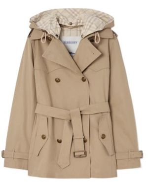 Burberry Short Tropical Gabardine Foxfield Trench Coat - Natural