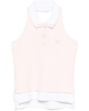T By Alexander Wang Alexander Wang Logo-Embroidered Halter Layered Top - White
