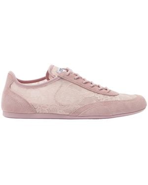 Jimmy Choo Lace-Panelled Flat German Training Shoes - Pink