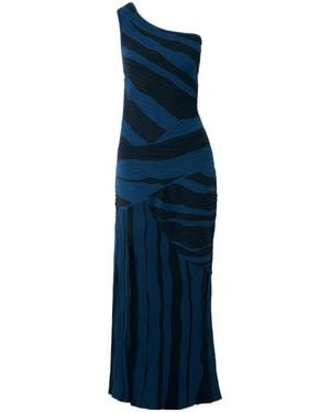 Donde Esteban Magdalena One-Shoulder Ribbed Cotton Maxi Dress - Blue