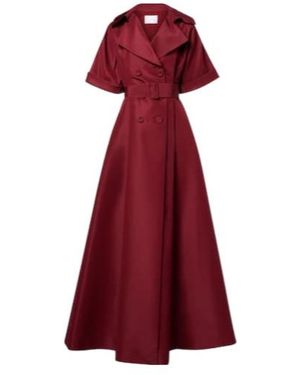 Carolina Herrera Belted Silk Gown - Red