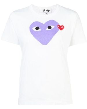COMME DES GARÇONS PLAY Comme Des Garçons Play Heart Printed Crewneck T-Shirt - White