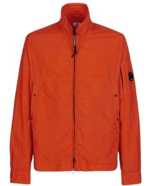 C.P. Company Logo-Patch Funnel Neck Jacket - Orange