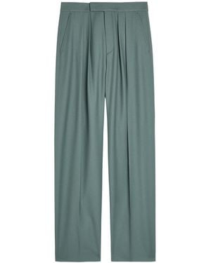 Chloé Pleated Straight-Leg Wool Pants - Green