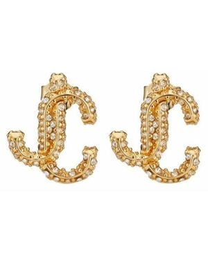 Jimmy Choo Logo Plaque Embellished Earrings - Metallic