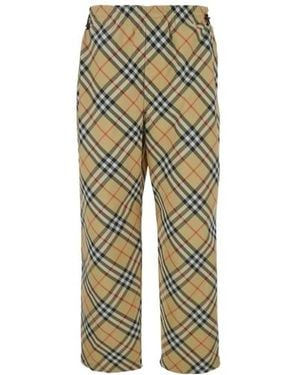 Burberry Pants With Ekd Embroidery On The Rear And Check Motif All-Over - Multicolor