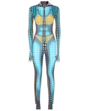 Jean Paul Gaultier Printed Zipper Jumpsuit - Blue