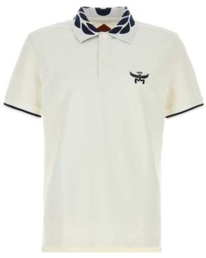 MCM Logo Embroidered Short-Sleeved Polo Shirt - White