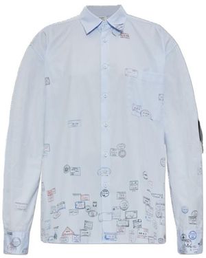 Vetements Passport-Stamp Print Shirt - Blue