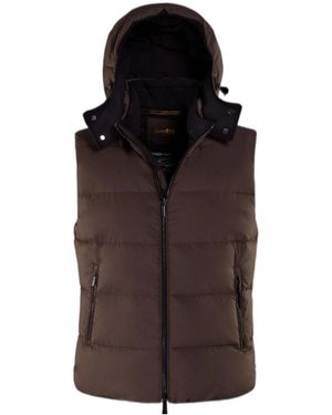 Moorer Detachable-Hood Quilted Zip-Up Gilet - Brown