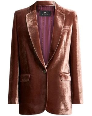 Etro Silk-Blend Velvet Straight-Cut Blazer - Brown