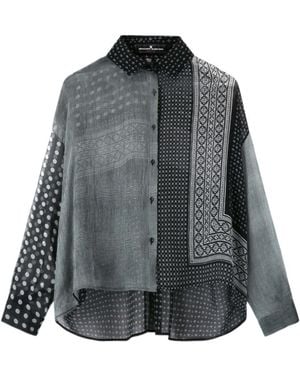 Ermanno Scervino Patchwork Printed Silk Chiffon Shirt - Grey
