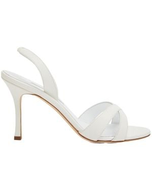 Manolo Blahnik Leather Slingback Sandals - White