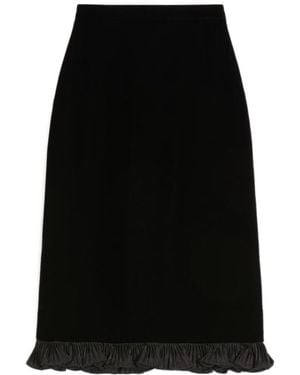 Valentino Sablé Velvet Skirt - Black