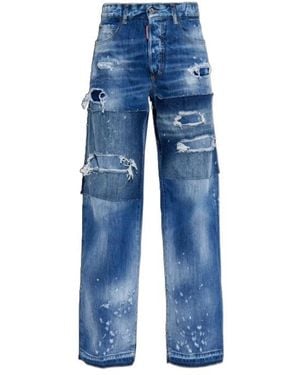 DSquared² Distressed Straight-Leg Jeans - Blue
