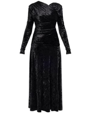 Ganni Velvet Dress With Draping - Black