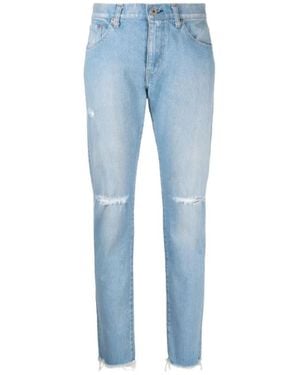 Junya Watanabe Distressed Skinny-Cut Jeans - Blue