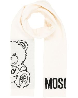 Moschino Teddy Bear Pattern Scarf - White