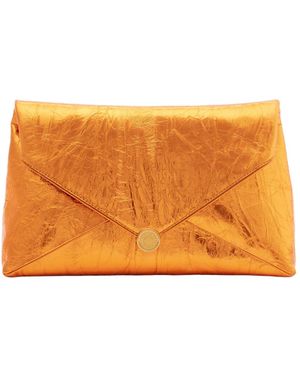 Dries Van Noten Medium-Sized Metal And Leather Clutch - Orange