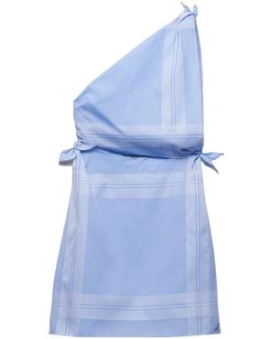 Prada Checked Cotton Mini-Dress - Blue