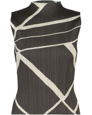 Pleats Please Issey Miyake Pleats Please Issey Miyake Fold Line Sleeveless Top - Black