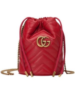 Gucci Gg Marmont Mini Bucket Bag - Red