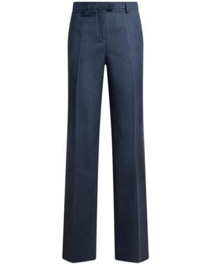 Etro Wool Jacquard Pants With Paisley Motif - Blue