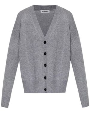 Jil Sander Oversized V-Neck Cardigan - Grey