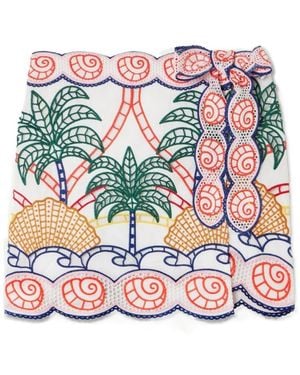 FARM Rio Embroidered Wrap Mini Skirt - Multicolour