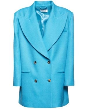 GIUSEPPE DI MORABITO Textured Wool Oversize Blazer - Blue