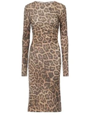 Stella McCartney Leopard-Print Midi Dress - Natural