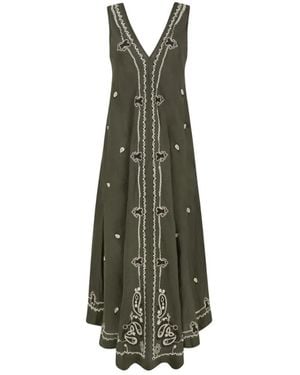 P.A.R.O.S.H. P.A.R.O..H. Beach26 Embroidered Long Dress - Green