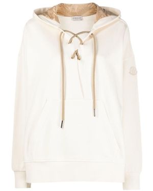 Moncler Drawstring-Fastened Logo-Patch Hoodie - White