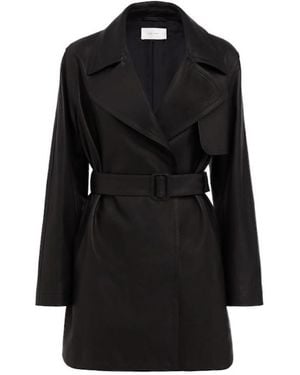 The Row Siempre Soft Calf Leather Short Coat - Black